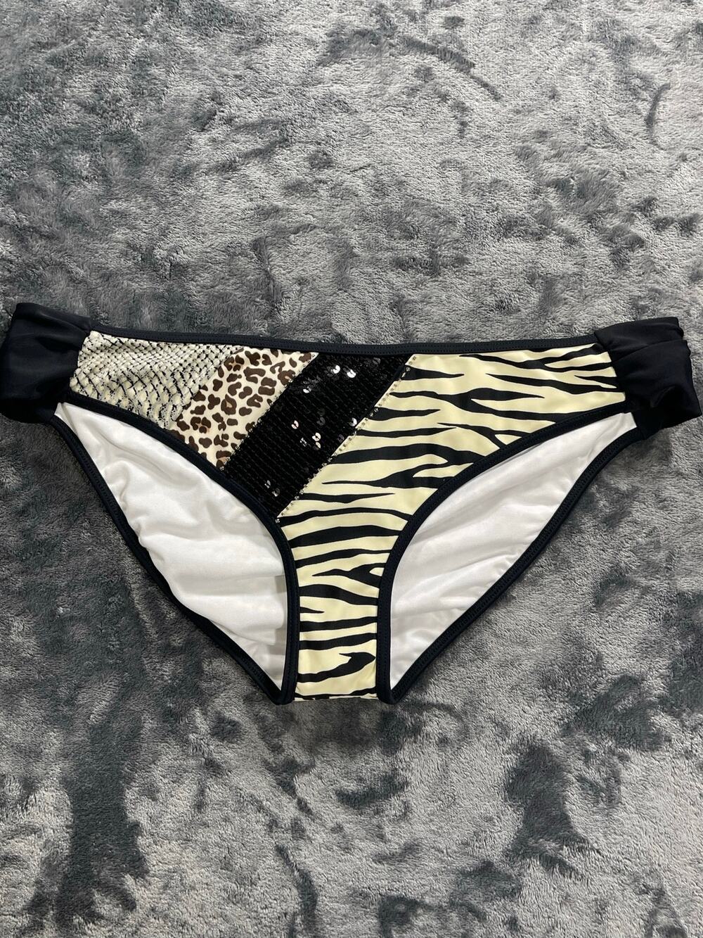 Y2K Bikini Bottoms Vintage Guess Animal Print Sequins Deadstock NWT